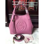 Gucci Original leather Soho small Shoulder Bag New Color( Dark Pink