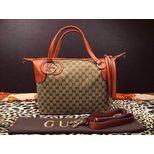 Gucci Original leather with fabric shoulder bag