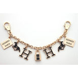 Hermes Gold Metal Black Enamel Bag Chain