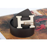 Hermes Gold Metal H Brown&Black Belt HB-G-DKBRN