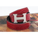 Hermes Nickel Metal H RED&Black croco Belt