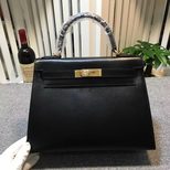 Hermes Top grade box skin calf leather Kelly 28