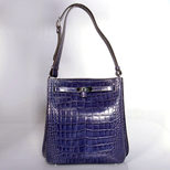 Hermes Dark Blue Croco Leather Silver