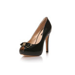 Louis Vuitton black patent leather peep toe platform pump