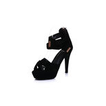 Louis Vuitton Black suede leather platform pump sandal