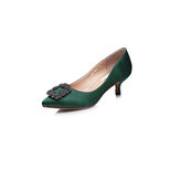 Manolo Blahnik Green Rhinestone point head pump