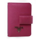 Prada Fuschia Saffiano Leather Card Holder