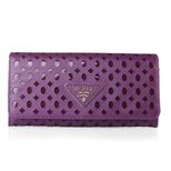 Prada Purple Saffiano Leather Cutout Button Flap Closure Wallet