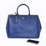 Prada Blue Saffiano Leather Classic Handbag