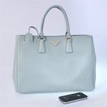 Prada Light Blue Saffiano Leather Classic Medium Handbag