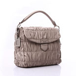 Prada Ruched Nappa Leather Gaufre Pattina Flap Handle Bag