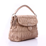 Prada Ruched Nappa Leather Gaufre Pattina Flap Handle Bag