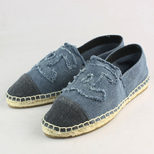 Chanel Blue Canvas with Black Canvas Head Casual Flat