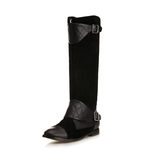 Chanel Black Suede & Quilting Black Leather Long Boot