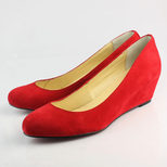 Christian Louboutin Red Suede Leather Hidden Wedge Pump