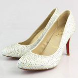 Christian Louboutin White Crystal Round-end Pump