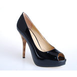 Fendi Black Patent Leather Peep Toe Platform Pump