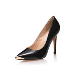 Jimmy Choo Black leather metal point head pump