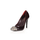 Louis Vuitton Claret patent leather metal studs pointed head pump