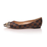 Louis Vuitton Damier ebene canvas rivet metal toe flat