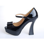 MIU MIU Black Patent Leather Peep Toe Mary Jane Pump