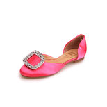 Roger Vivier Fuchsia Satin Diamond Square Logo Ballerina