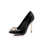 Versace Black patent leather point head pump