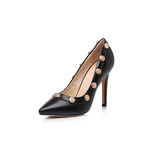 Versace Black leather point head pump