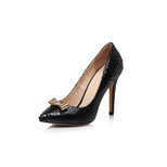 Versace Snake pattern suede leather metal bow-tie pump