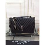 YSL V quilting leather chain strap flap bag 32cm