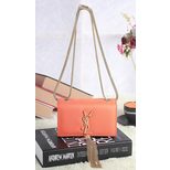 YSL Orange Leather Clutch with Metal Tassel