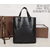 Black woven leather edge tote