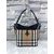 Large check fabric leather trim hobo shoulder bag