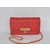 Red lamb skin leather flap bag