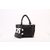 Black Lamb Skin Leather White Leather Logo Handle Bag