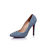 Blue denim rivet pointed head pump