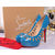 Blue patent leather cut out platform pump