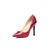 Red croco leather pointed head pump