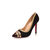 Black suede leather rivet pointed head pump