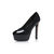 Black leather peep toe platform pump