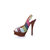 Multiple color stripe fabric peep toe platform pump