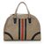 Beige Leather D Bag with Center Calf Hair Detail