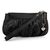 Black GG Embossed Leather Wristlet with Metal Heart Charm