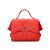 Red Leather Flap Handle Bag