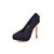 Dark blue suede leather lock pump