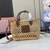 Woven fabric handbag with leather trim