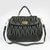 Black Quilting Lamb Skin Leather Large Lock Closure Flap Handle Bag