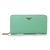 Prada Green Saffiano Leather Zipper Long Wallet