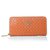 Prada Orange Saffiano Leather Cutout Zipper Closure Wallet