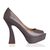 Gray Patent Leather Peep Toe Platform Pump